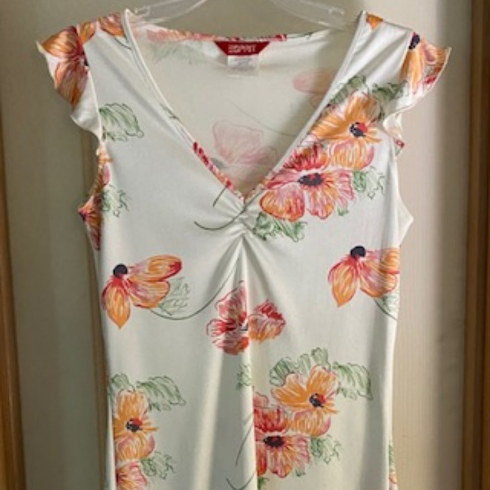 ESPRIT Flutter Sleeve Floral Print Dress M